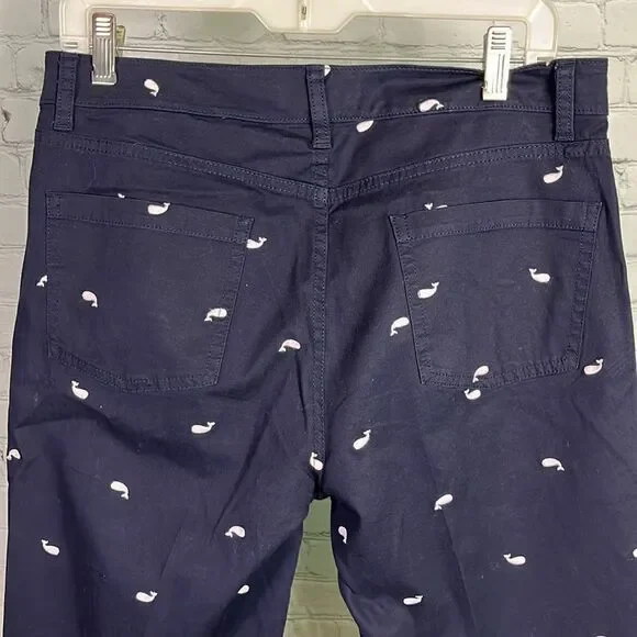 10 Talbots Navy Embroidered White Whale Ankle Pant - Picture 5 of 7